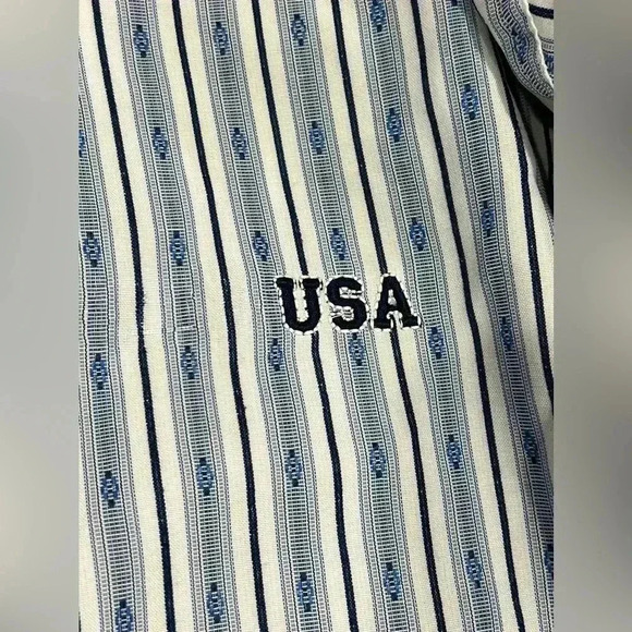 ✨Mecca USA Vintage Short Sleeve Button Shirt - Mens XL blue stripe embroidery - Picture 5 of 9